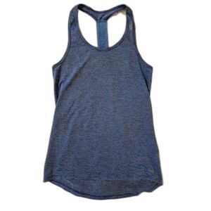 Reebok T-Back Racerback Striped Blue Tank, Size Small